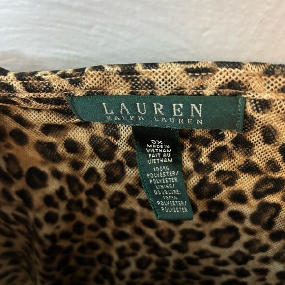 Lauren Ralph‎ Lauren Women's 3X Leopard Print Ruffle Collar Blouse - Picture 2 of 4